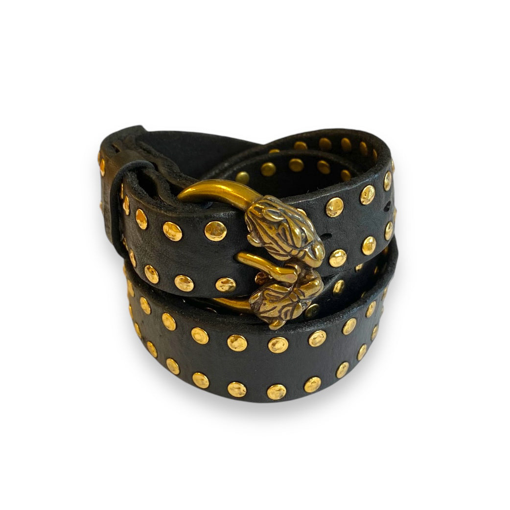 Leather belt black | Golden studs