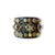 Thick leather bracelet | Brown with golden studs