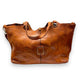 Leather Handbag big | Brown w/ fabric handle