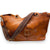 Leather Handbag big | Brown w/ fabric handle