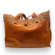 Leather Handbag Big | Brown w/ crystal studs