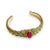 Bracelet | Golden leaves w/ pink stone