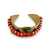 Bracelet | Red w/ red & white beads & green stone