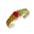 Bracelet | Golden leaves w/ pink stone