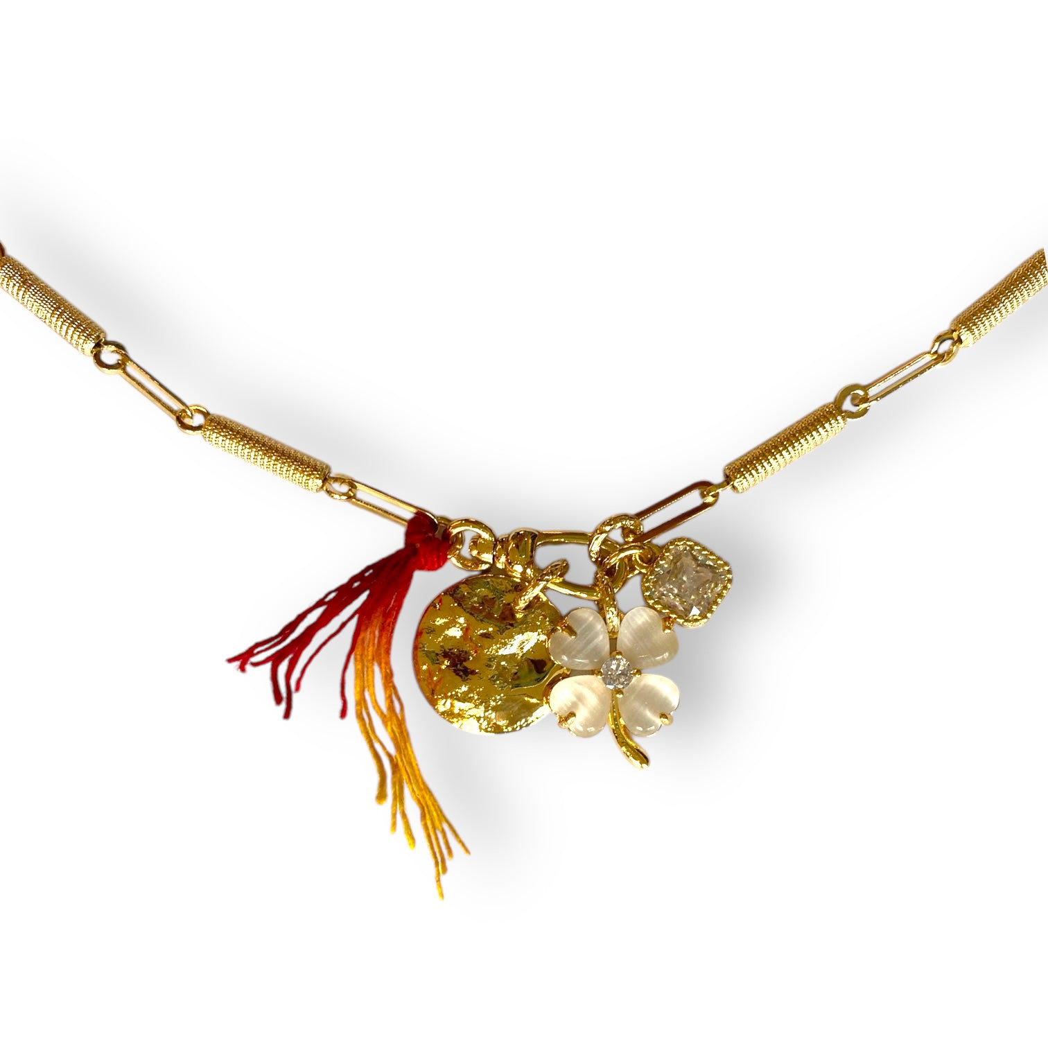 Necklace clover | Golden w/ White