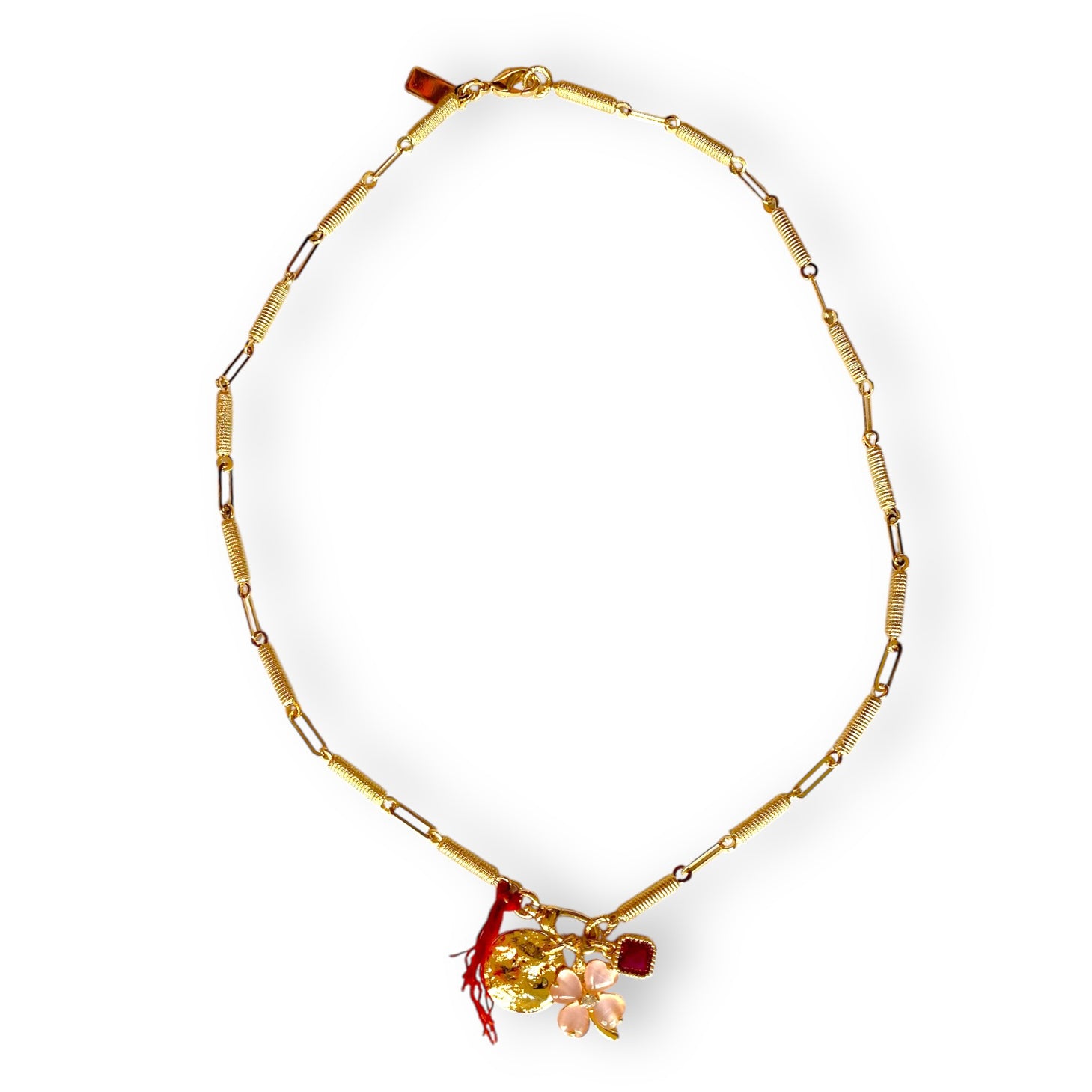 Necklace clover | Golden w/ Pink & red
