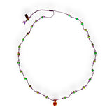 Necklace cord w/ glass beads & heart pendant