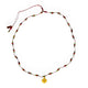 Necklace cord w/ glass beads & golden pendant w/ cross