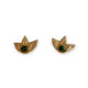 Earrings | Beige w/ green stone