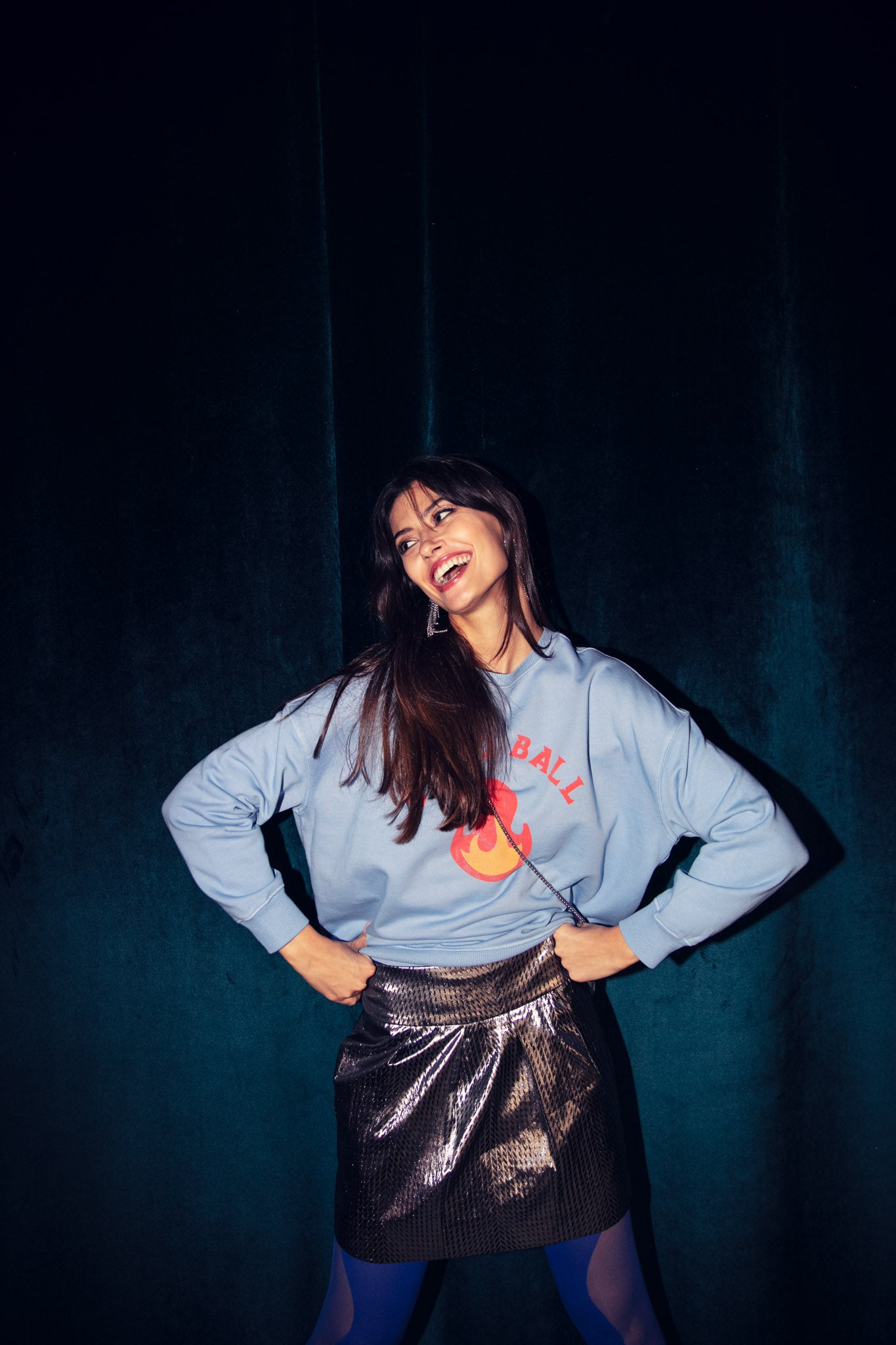 Sweatshirt | Blue w/ "disco ball" print