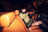 Double short sleeve t-shirt | Green w/ "sisters department" print