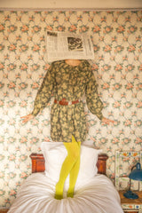 Short dress | Green w/ floral jacquard