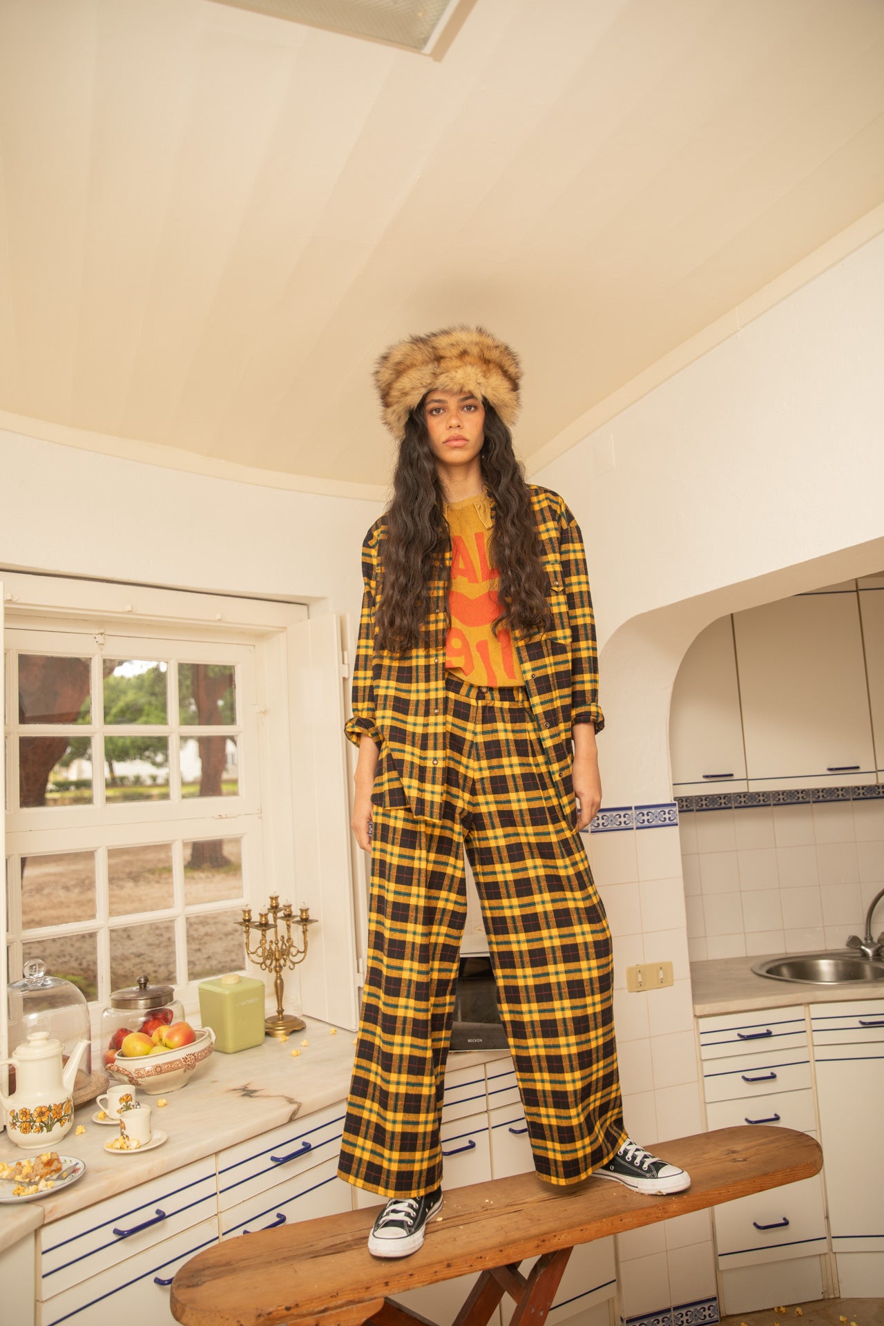Jacket shirt | Yellow & black checkered