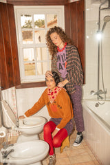 Scarf | Orange checkered w/ polka dots