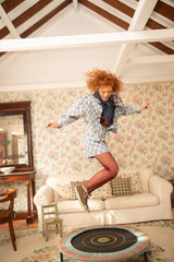 Jacket | Blue checkered denim