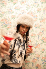 Knitted bandana | Ecru w/ flowers