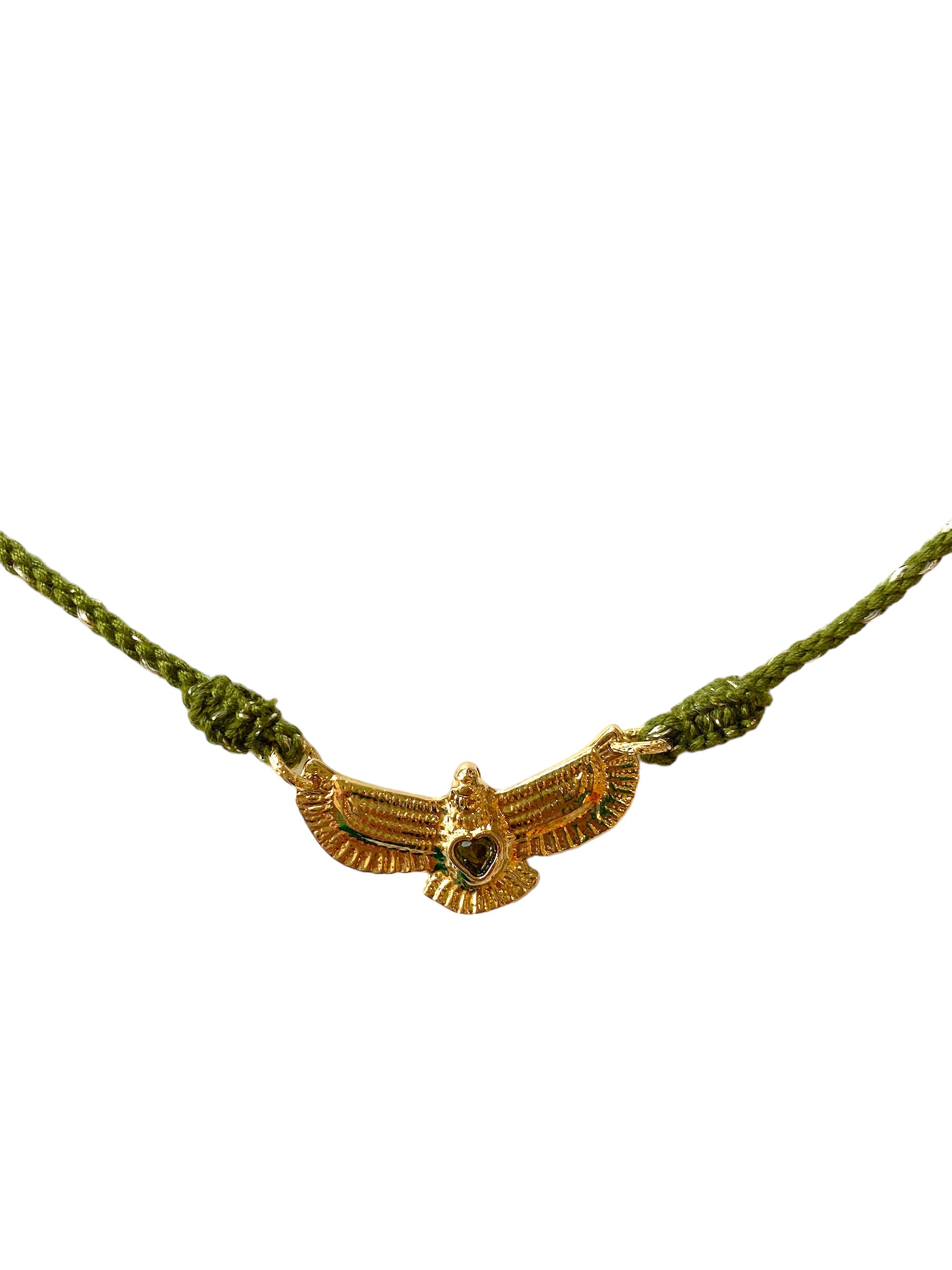 Necklace eagle | green cord