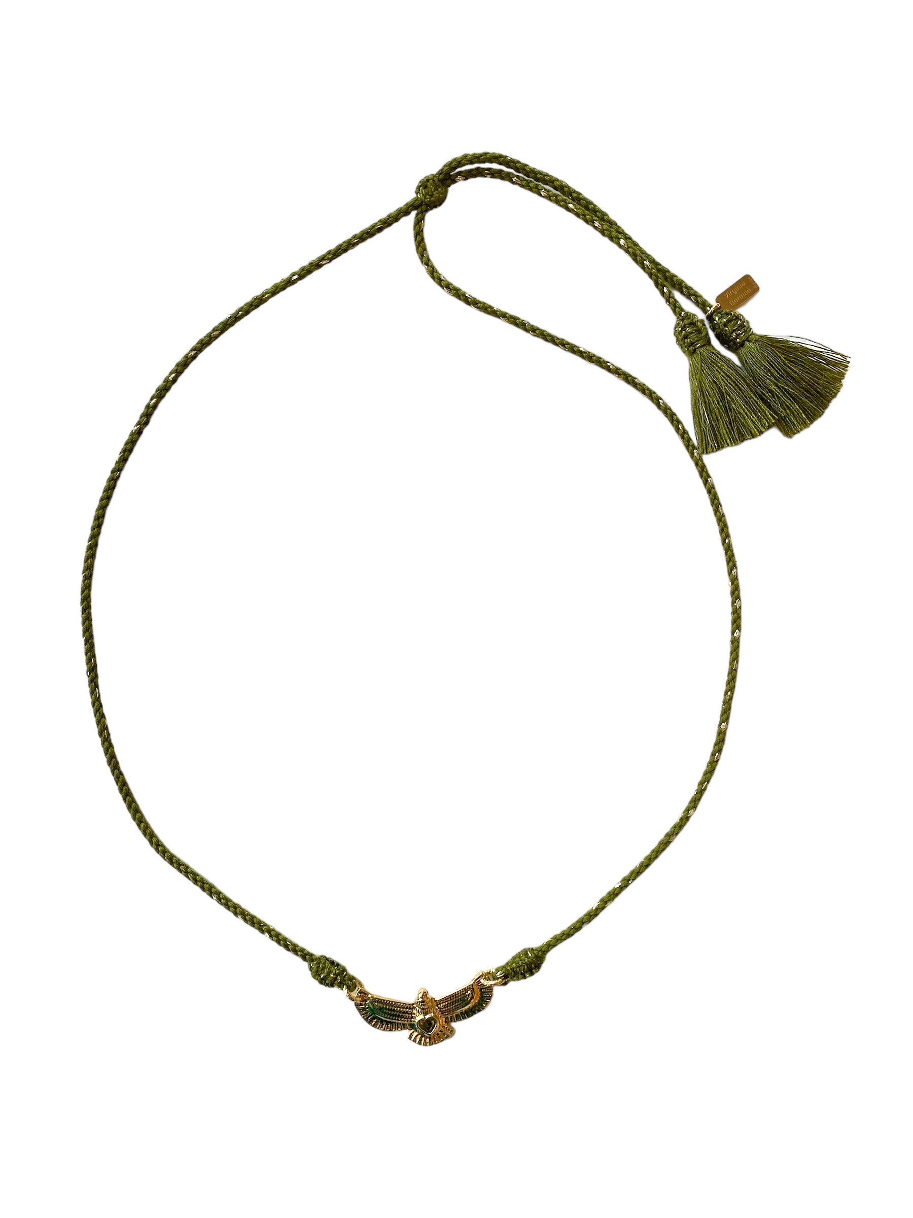 Necklace eagle | green cord