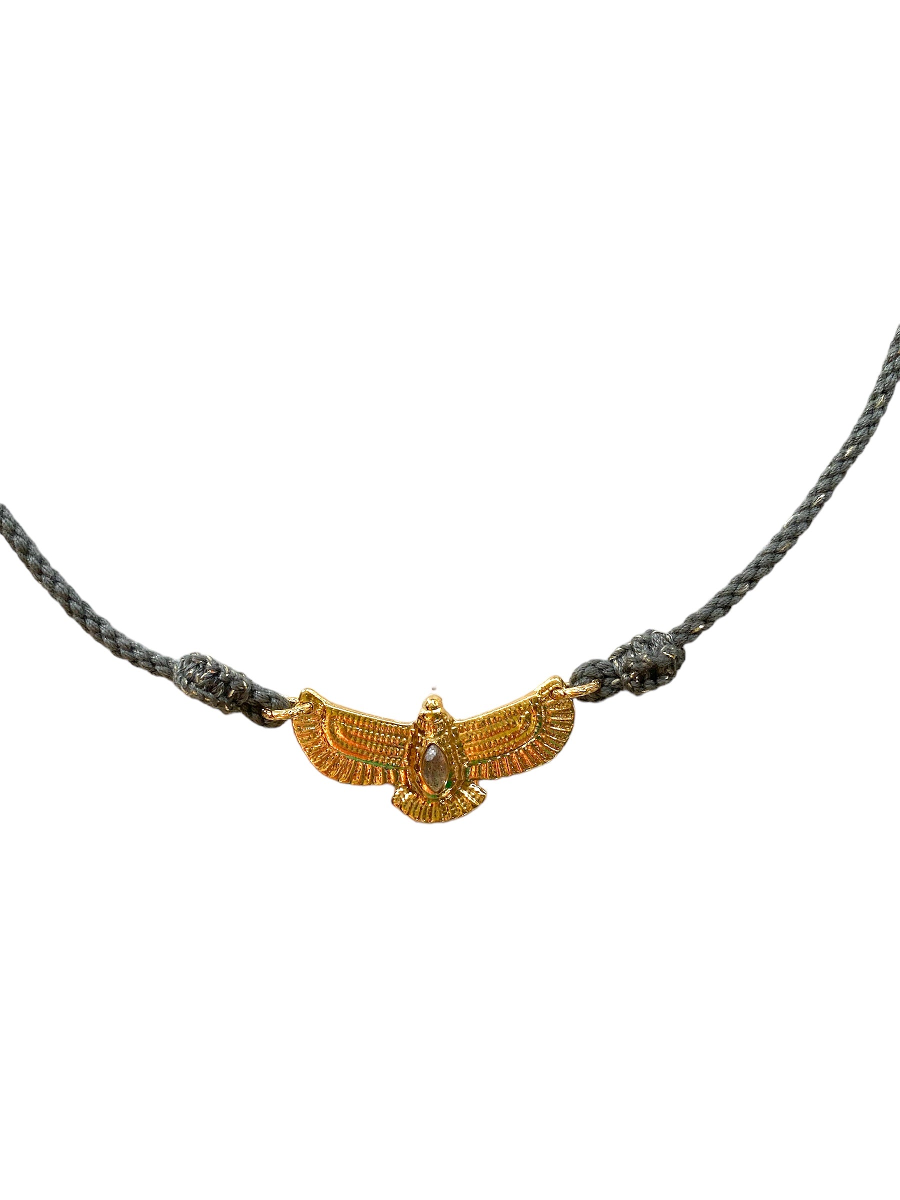 Necklace eagle | grey cord