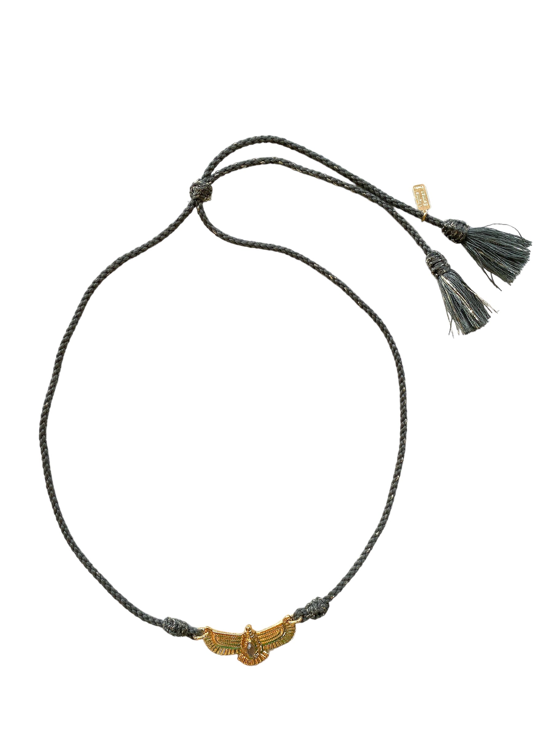 Necklace eagle | grey cord