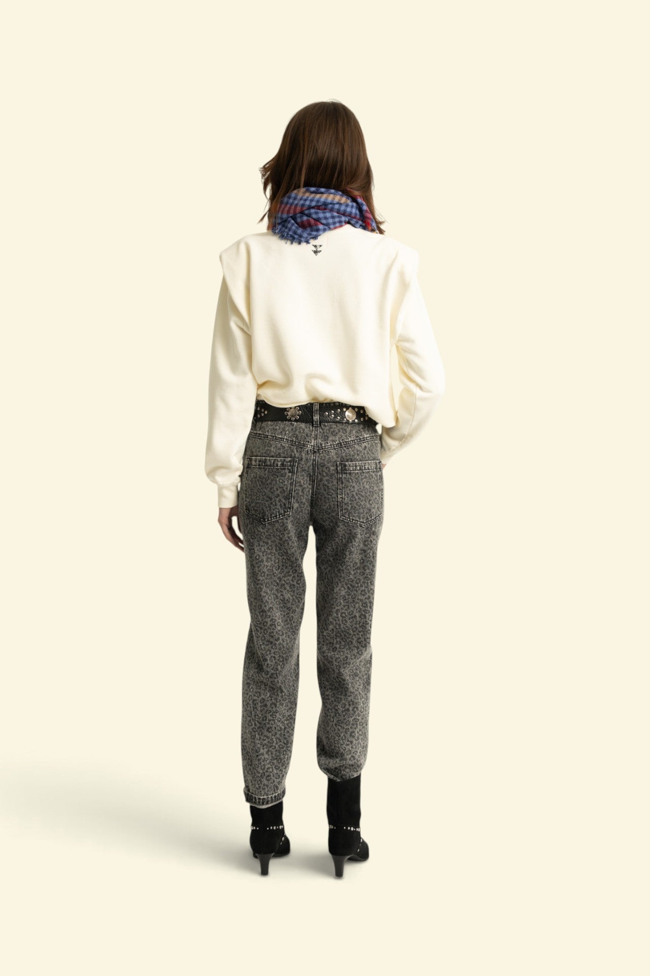 Shoulder pad sweatshirt | Ecru w/ "child of God" print