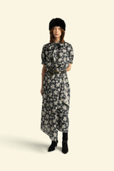 Blouse w/ bow | Black w/ floral jacquard