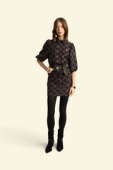 Jacquard shirt/jacket | Black w/ floral checkered