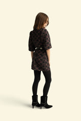 Jacquard shirt/jacket | Black w/ floral checkered