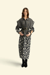 Waistcoat | Washed black denim w/ animal print