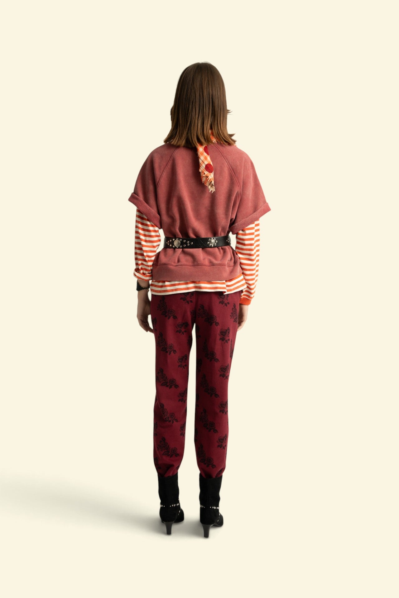 Short sleeve sweatshirt | Bordeaux w/ "sisters dept" print