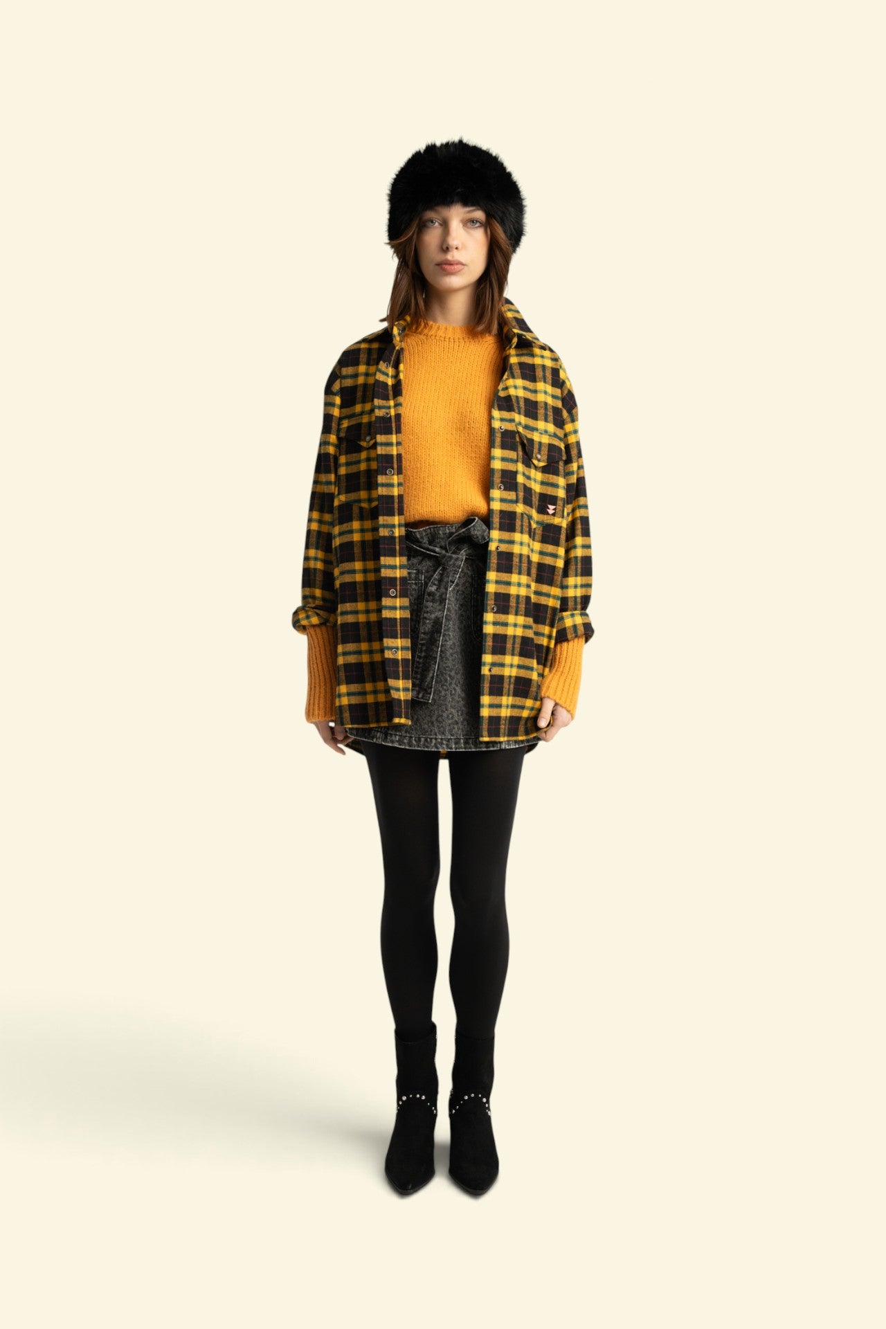 Jacket shirt | Yellow & black checkered