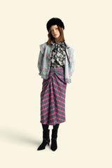 Blouse w/ bow | Black w/ floral jacquard