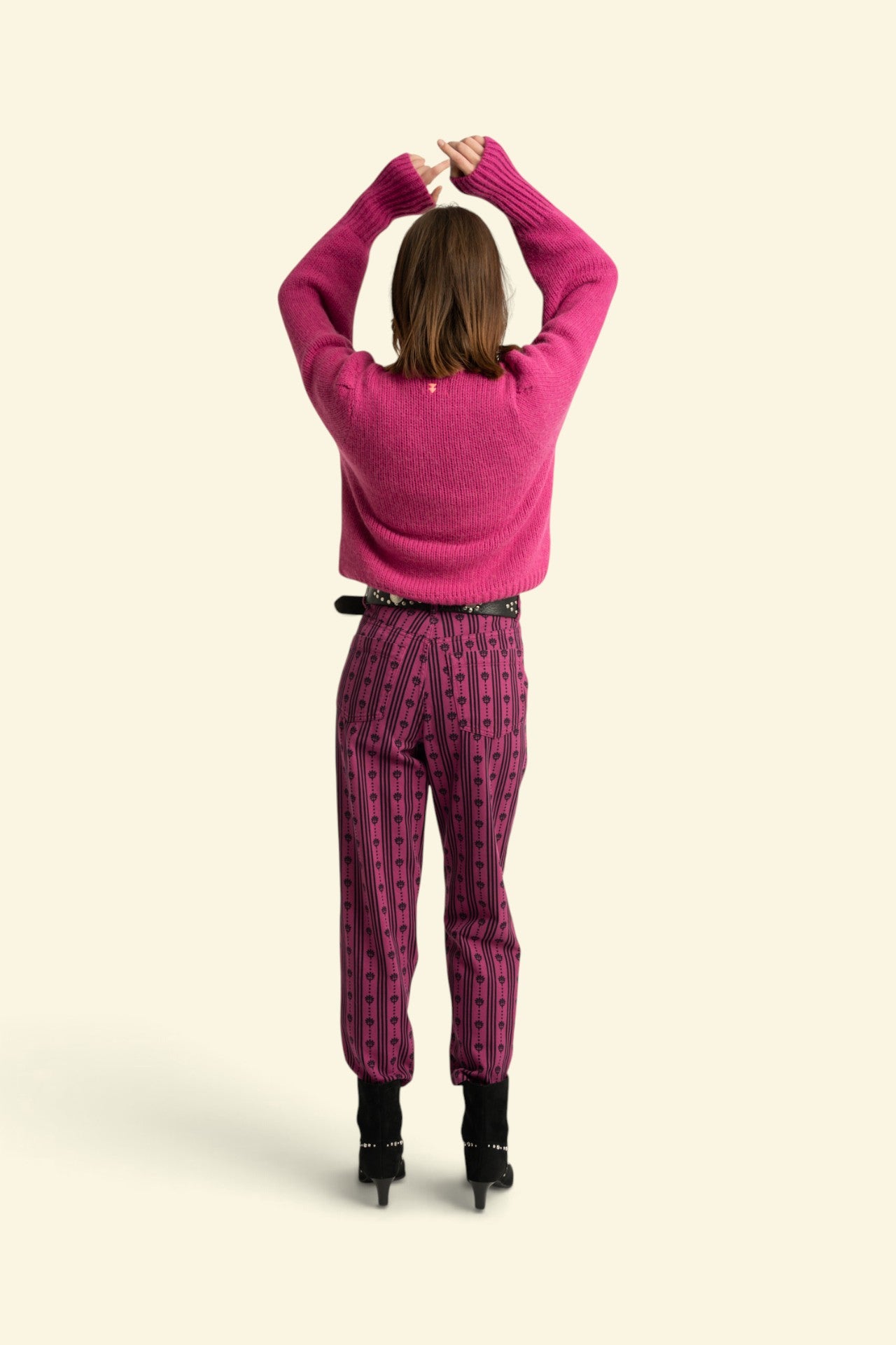 Trousers | Fuchsia w/ floral stripes