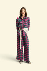 Trousers | Fuschia & green checkered