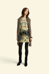 Short skirt | Light green w/ black roses