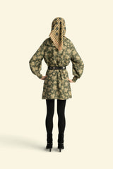 Short dress | Green w/ floral jacquard