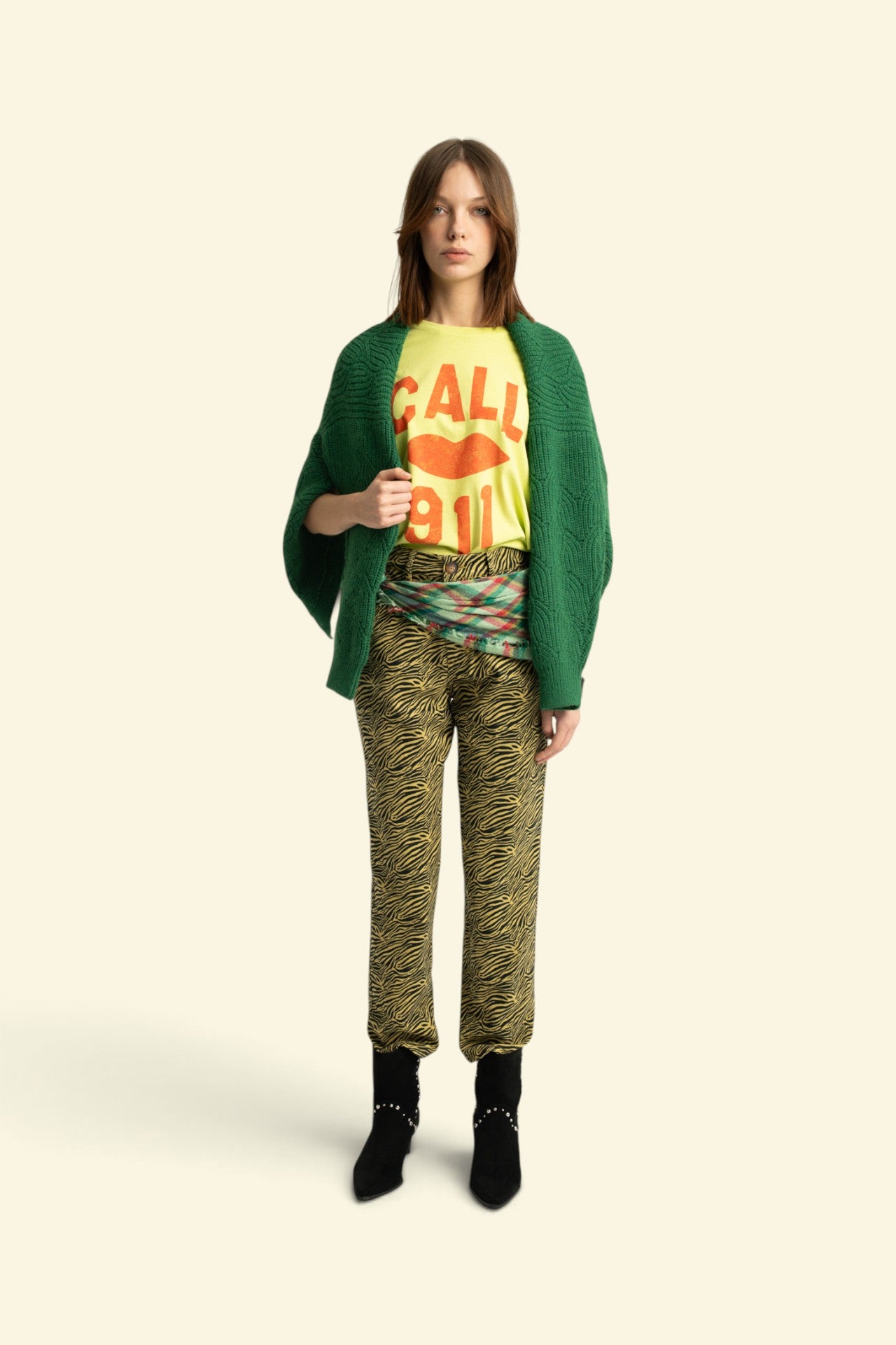 Trousers | Yellow w/ zebra print