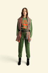 Shoulder pad sweatshirt | Green w/ "call 911" print