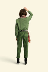 Shoulder pad sweatshirt | Green w/ "call 911" print