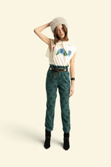 Sleeveless t-shirt w/ round neck | Ecru w/ "lover" print