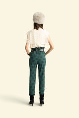 Trousers |  Petrol blue w/ ethnic print