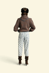 Trousers | Blue checkered denim