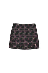 Short skirt  | Black w/ floral checkered