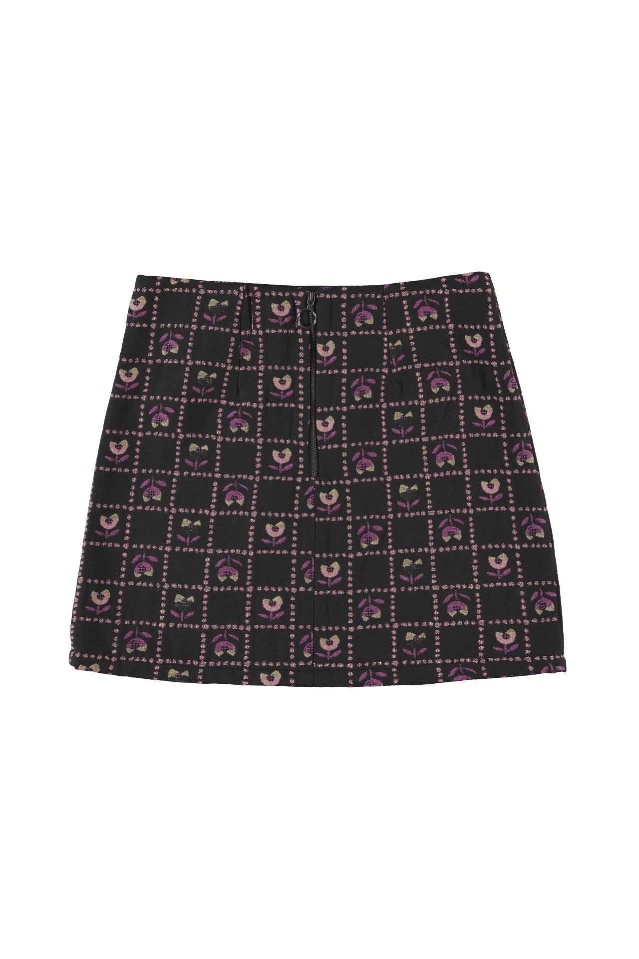 Short skirt  | Black w/ floral checkered