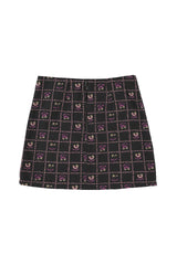 Short skirt  | Black w/ floral checkered