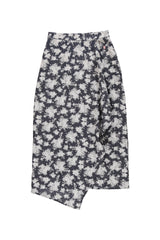 Long skirt | Black w/ floral jacquard