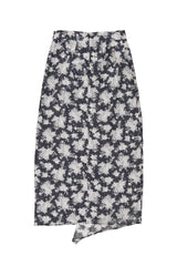 Long skirt | Black w/ floral jacquard