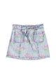 Short skirt | Washed blue denim w/  flowers