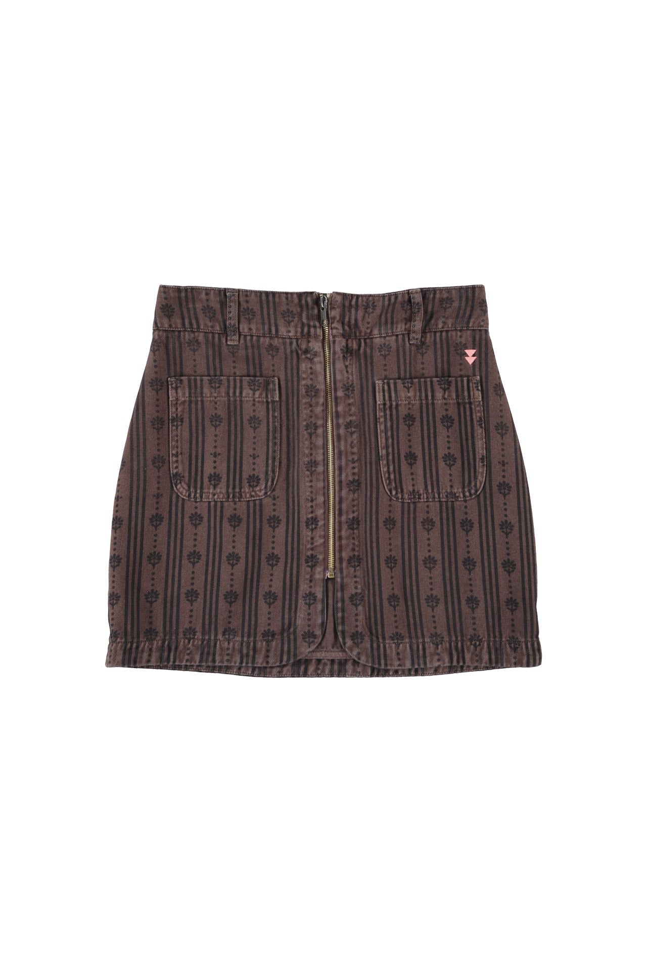 Short skirt | Brown w/ floral stripes
