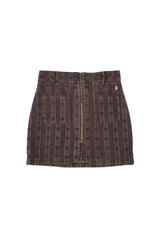 Short skirt | Brown w/ floral stripes